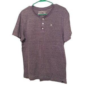 Hurley Men's Size Large Premium Fit Tee Shirt Purple Striped Soft Fast Shipping